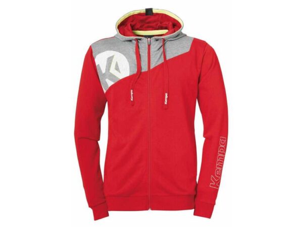 kempa core 20 kapuzenjacke herren rot dark grau melange 128