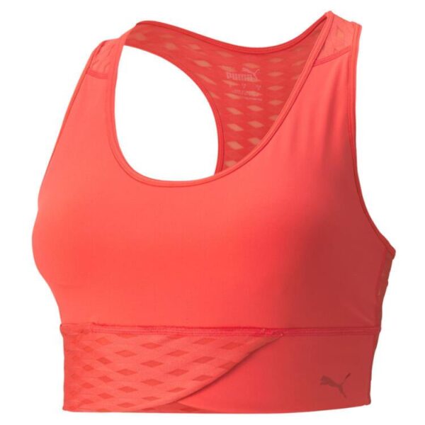 puma mid impact flawless bra 520298 sunblaze gr m