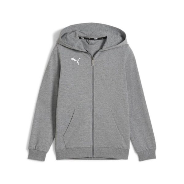 puma teamgoal casuals hooded jacket jr 658596 medium gray heather puma white gr 140