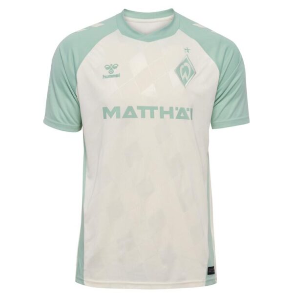 hummel werder bremen auswaertstrikot 24 25 marshmellow silt green