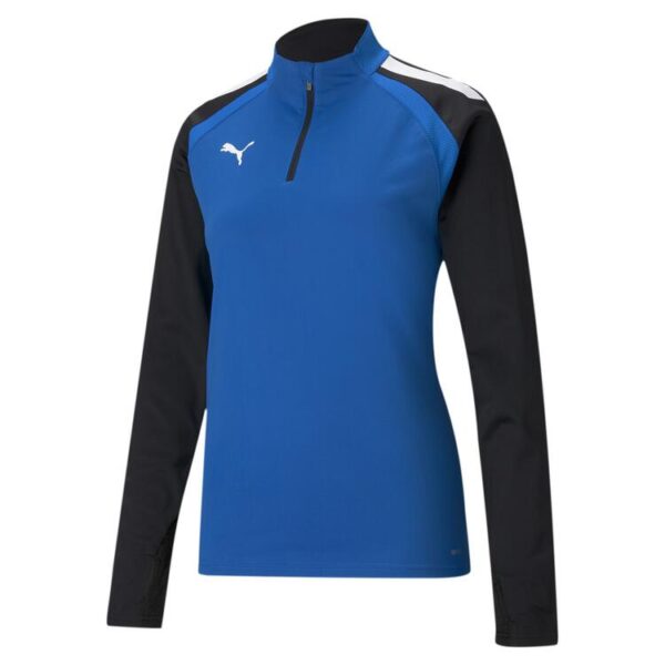 puma teamliga 1 4 zip top w 657253 electric blue lemonade puma black gr l