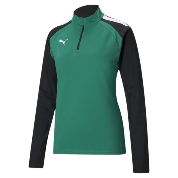 puma teamliga 1 4 zip top w 657253 pepper green puma black gr m