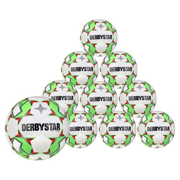 derbystar brillant db s light v23 trainingsball 10er ballpaket weiss gruen rot gr 3