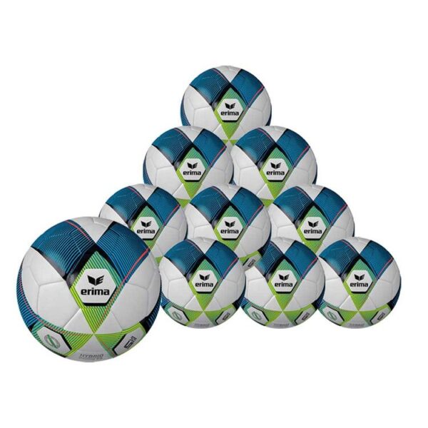 erima hybrid trainingsball 20 10 er ballpaket mykonos blue lime gr 5