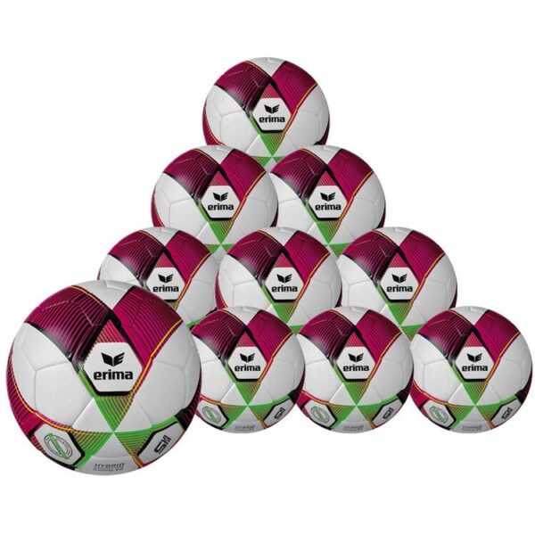 erima hybrid trainingsball 20 10 er ballpaket rot green gecko gr 5