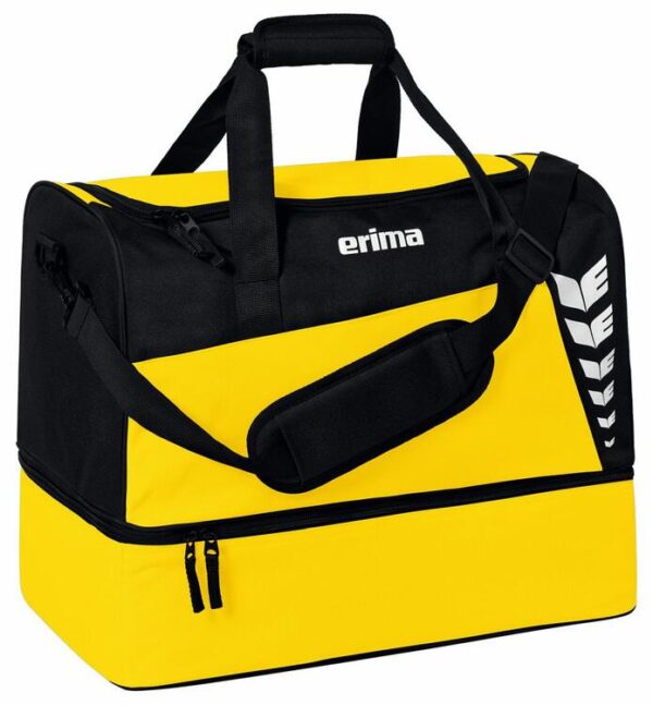 erima six wings sporttasche mit bodenfach gelb schwarz groesse s