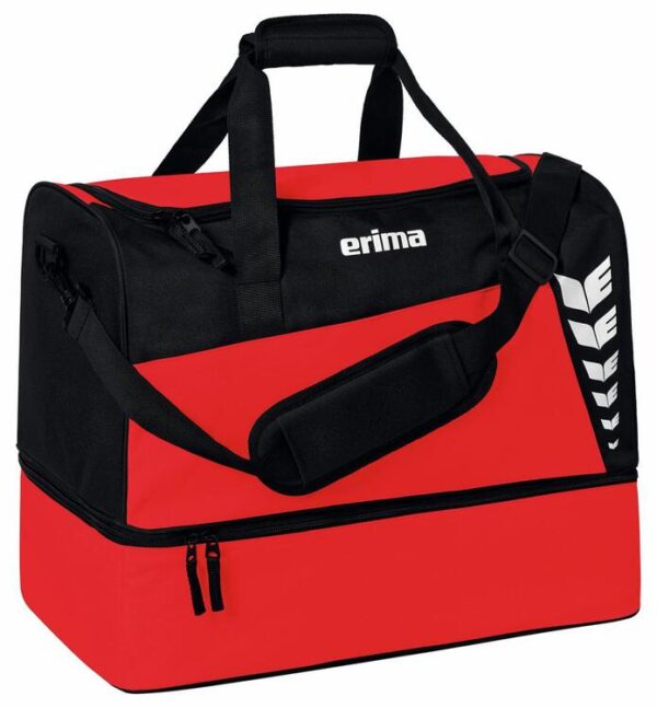 erima six wings sporttasche mit bodenfach rot schwarz groesse l