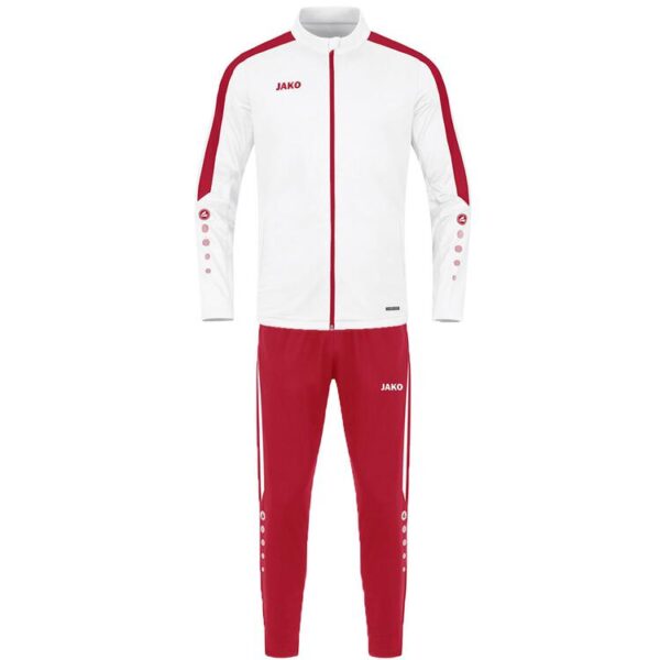 jako trainingsanzug polyester power farbe weiss rot gr 116