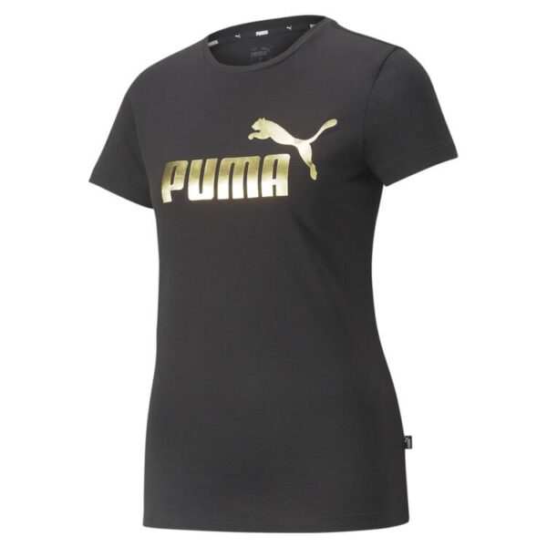 puma ess metallic logo tee 848303 puma black gold foil gr