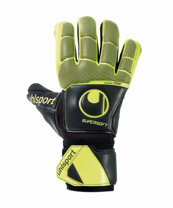 uhlsport supersoft hm flex frame torwarthandschuh 101121801 schwarz fluo gelb gr 105