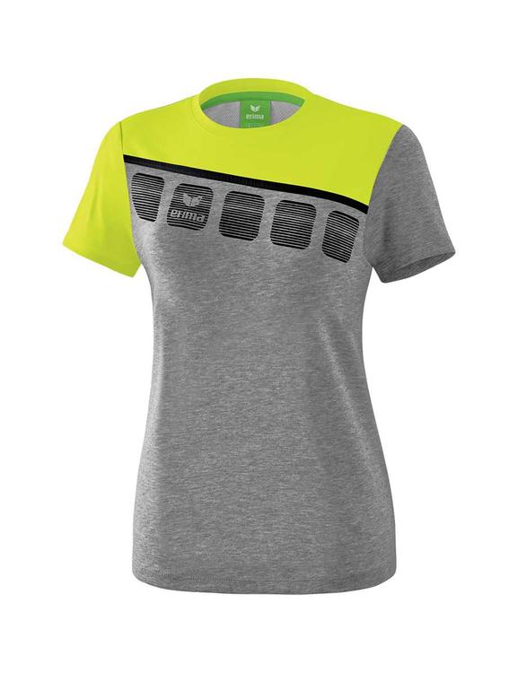 erima 5 c t shirt damen grau melange lime pop schwarz 1081918 gr 34