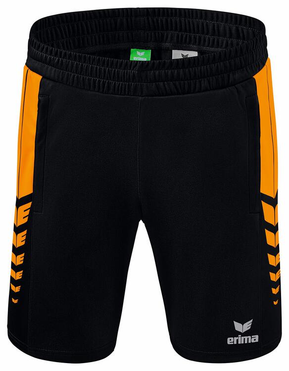 erima six wings worker shorts 1152201 schwarz new orange 40