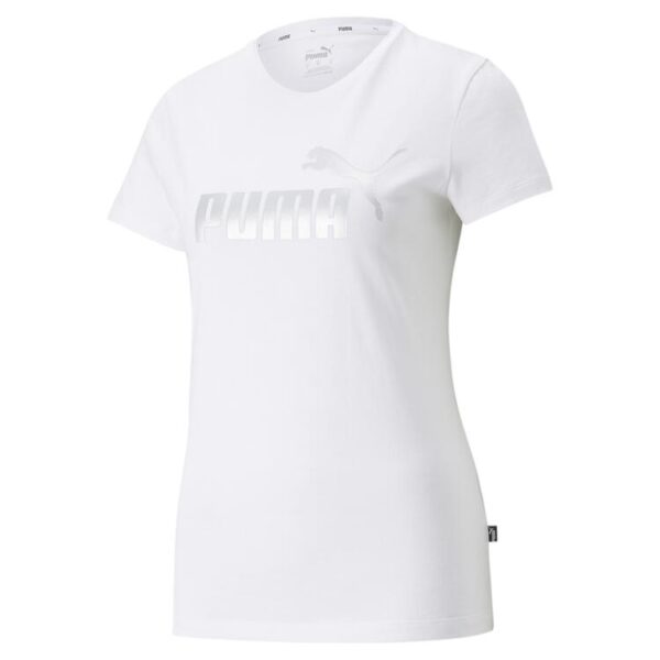 Puma ESS+ Metallic Logo Tee 848303 Puma White-silver metallic - Gr. XS