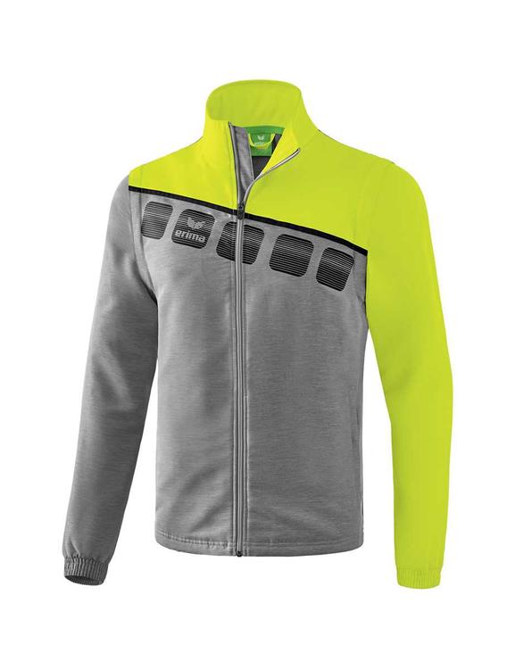 erima 5 c jacke mit abnehmbaren aermeln erwachsene grau melange lime pop schwarz 1061905 gr