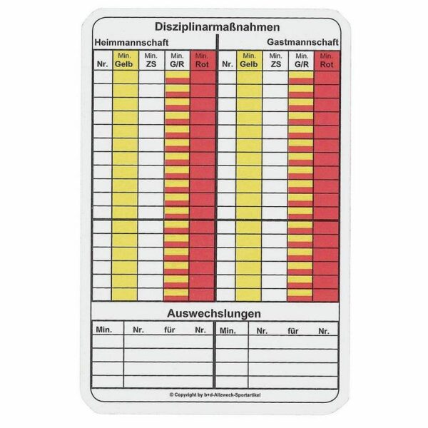 Erima Spielnotizkarten Fussball wei? 732301 Gr. 00