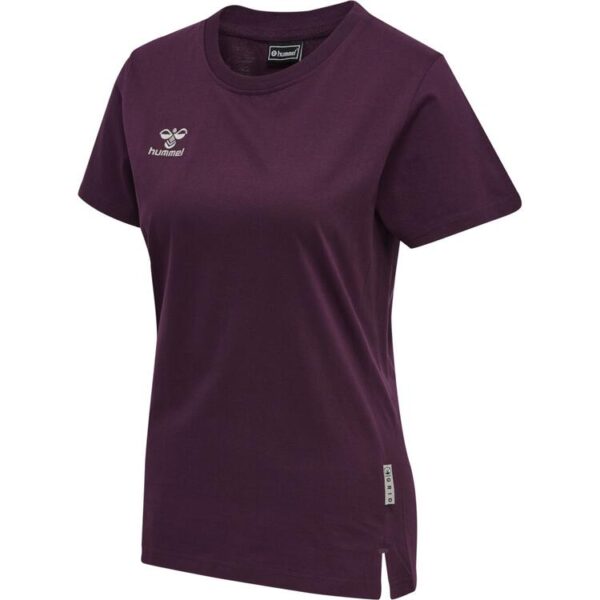 hummel Move Grid Baumwoll T-Shirt Damen 214793 GRAPE WINE - Gr. XS