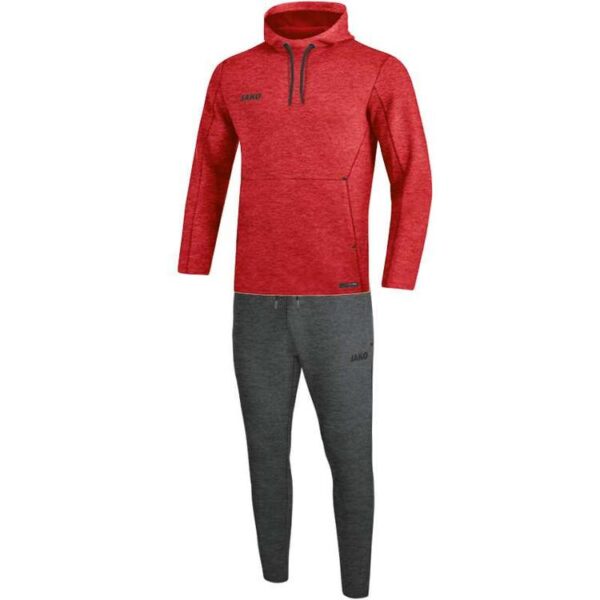 Jako Jogginganzug Premium Basics mit Kapuzensweat rot meliert M9629...