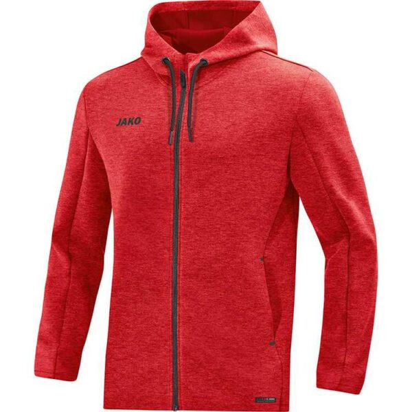 Jako Kapuzenjacke Premium Basics rot meliert 6829 01 Gr. 34