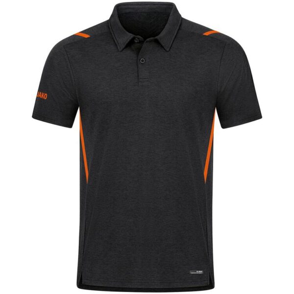 Jako Polo Challenge 6321 schwarz meliert/neonorange Gr. XL