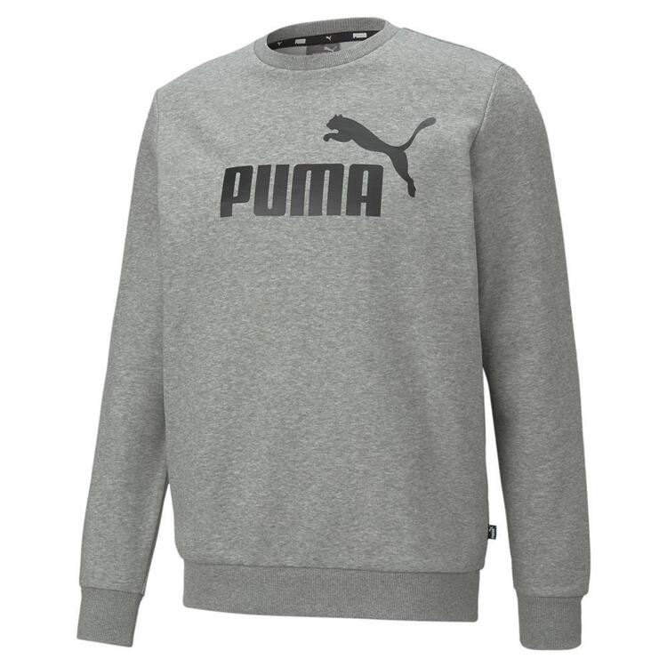 puma ess big logo crew 586678 medium gray heather gr s