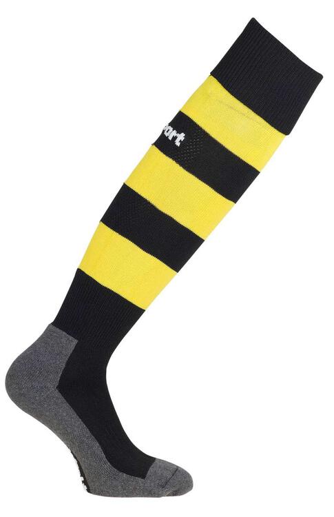 uhlsport team pro essential stripe socks schwarz limonengelb 100610006 gr 28 32